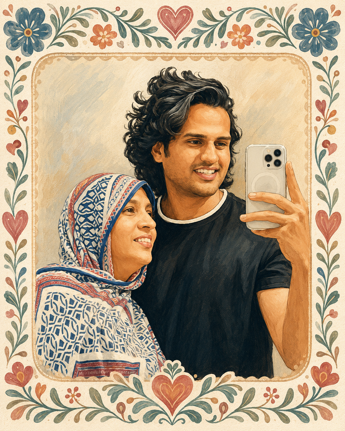 Custom Scandinavian Folk Art Portrait | Personalized Digital Illustration from Your Phot