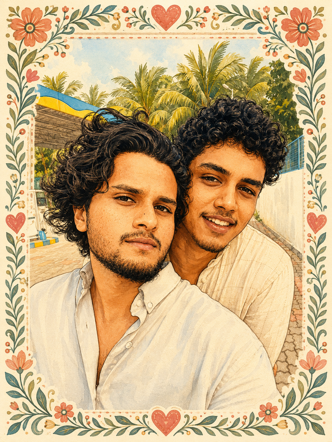 Custom Scandinavian Folk Art Portrait | Personalized Digital Illustration from Your Phot